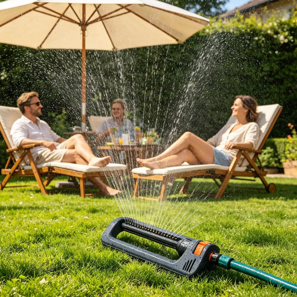 Oscillating Lawn Sprinkler 19 Nozzles – Heavy Duty Wide Coverage Oscillating Sprinkler Axl