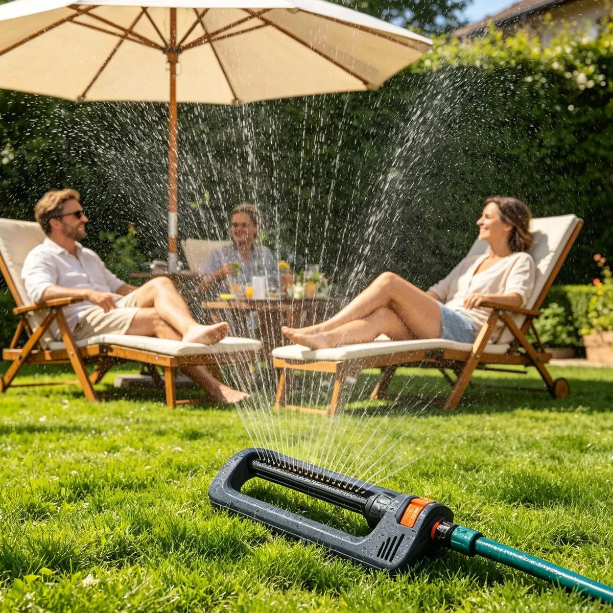 Oscillating Lawn Sprinkler 19 Nozzles – Heavy Duty Wide Coverage Oscillating Sprinkler Axl
