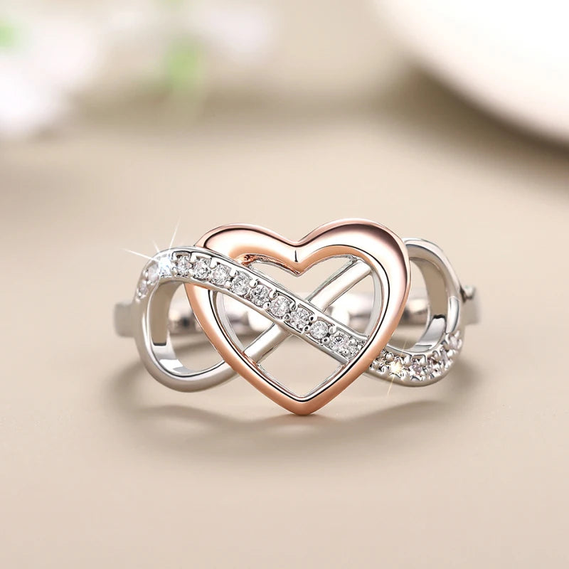 Huitan Two-Tone Women's Wedding Band Ring with Cubic Zirconia Wedding Band Ring Axl