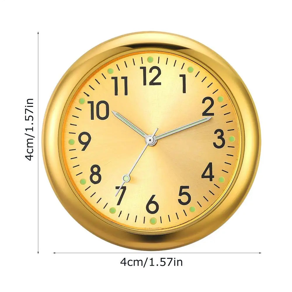 Luminous Analog Car Dashboard Clock – Zinc Alloy Quartz Car Dashboard Clock Axl Gold