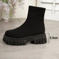 Women's Platform Slip-On Knit Ankle Boots – Thick Sole Platform Ankle Boots Axl Black 41