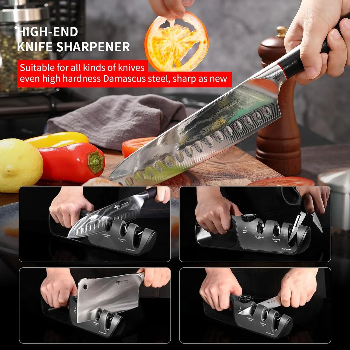6-Stage Handheld Knife Sharpener – Coarse & Fine Sharpening Knife Sharpener Axl
