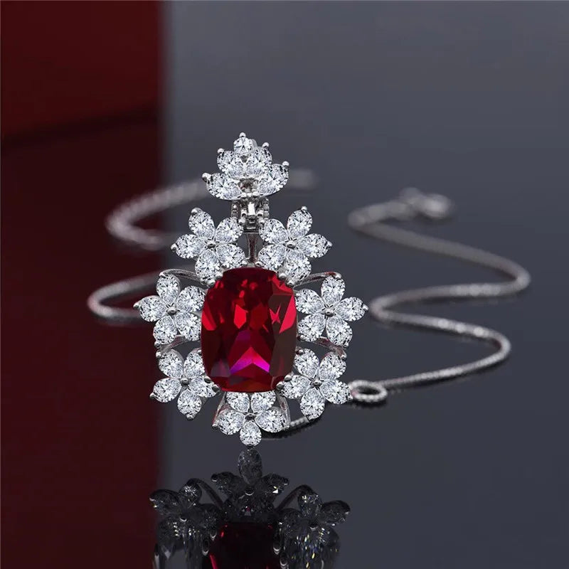 Huitan Bridal Cubic Zirconia Pendant Necklace | Wedding Jewelry Pendant Necklace Axl