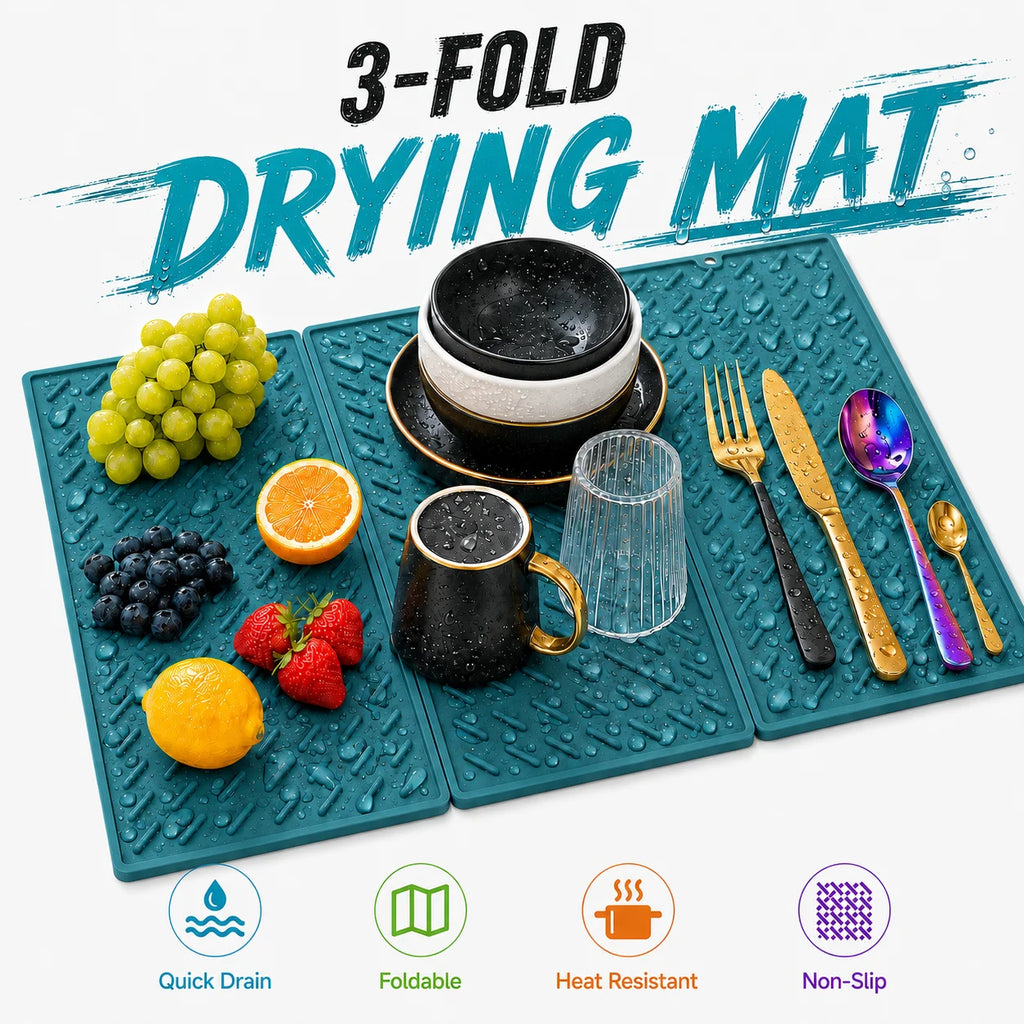 Large Foldable Silicone Dish Drying Mat – Non-Slip Kitchen Pad Kitchen Drying Mat Axl