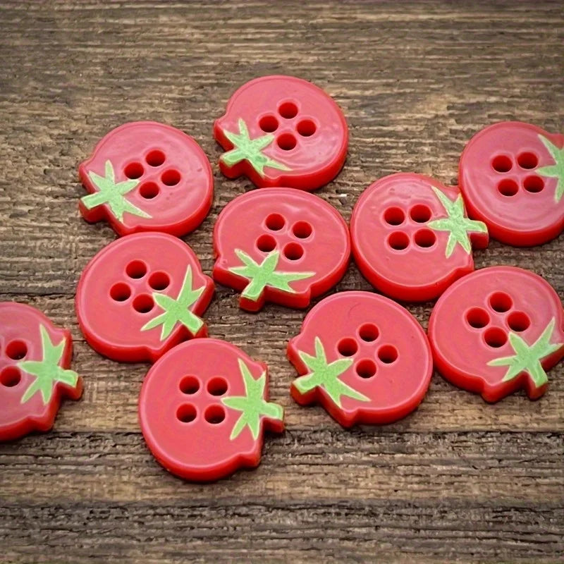 10-Piece Tomato 4-Hole Resin Buttons for DIY Sewing & Crafts Craft Sewing Buttons Axl 10pcs