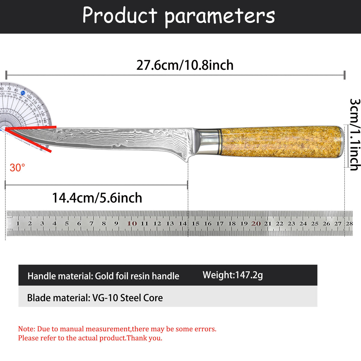 67-Layer Damascus Steel Chef Knife – Boning & Slicing Damascus Chef Knife Axl