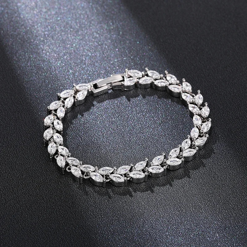 Huitan Marquise CZ Chain Bracelet – Gold & Silver for Women CZ Chain Bracelet Axl