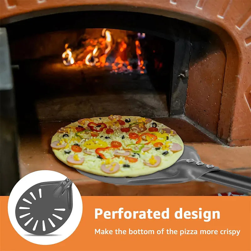3-Pc Pizza Peel Set – Long Handle, Oven Brush & Wheel Cutter Pizza Peel Set Axl