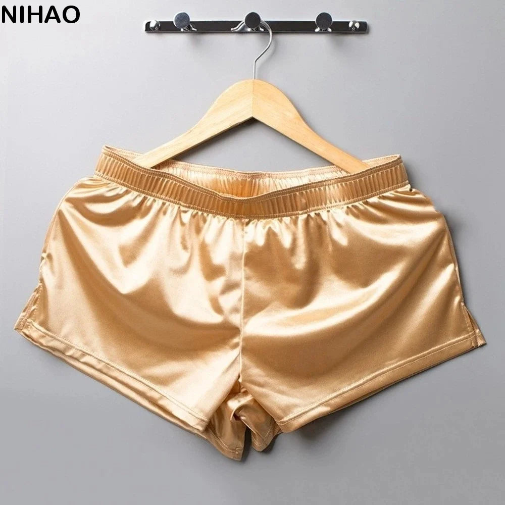Ice Silk Satin Boxer Shorts – Loose Men's Sleep Underwear Men's Boxer Shorts Axl