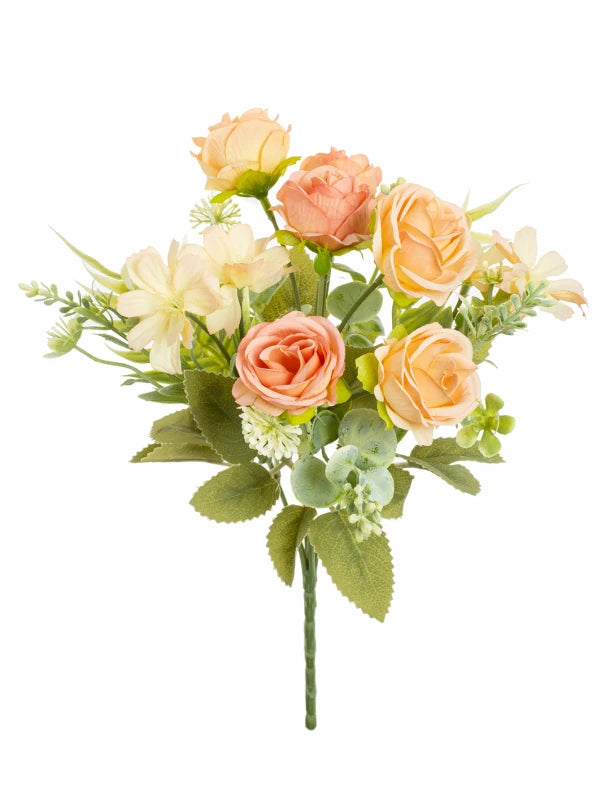 Silk Rose Artificial Flower Bouquet – Wedding & Home Decor Artificial Flower Bouquet Axl Champagne 1 PC