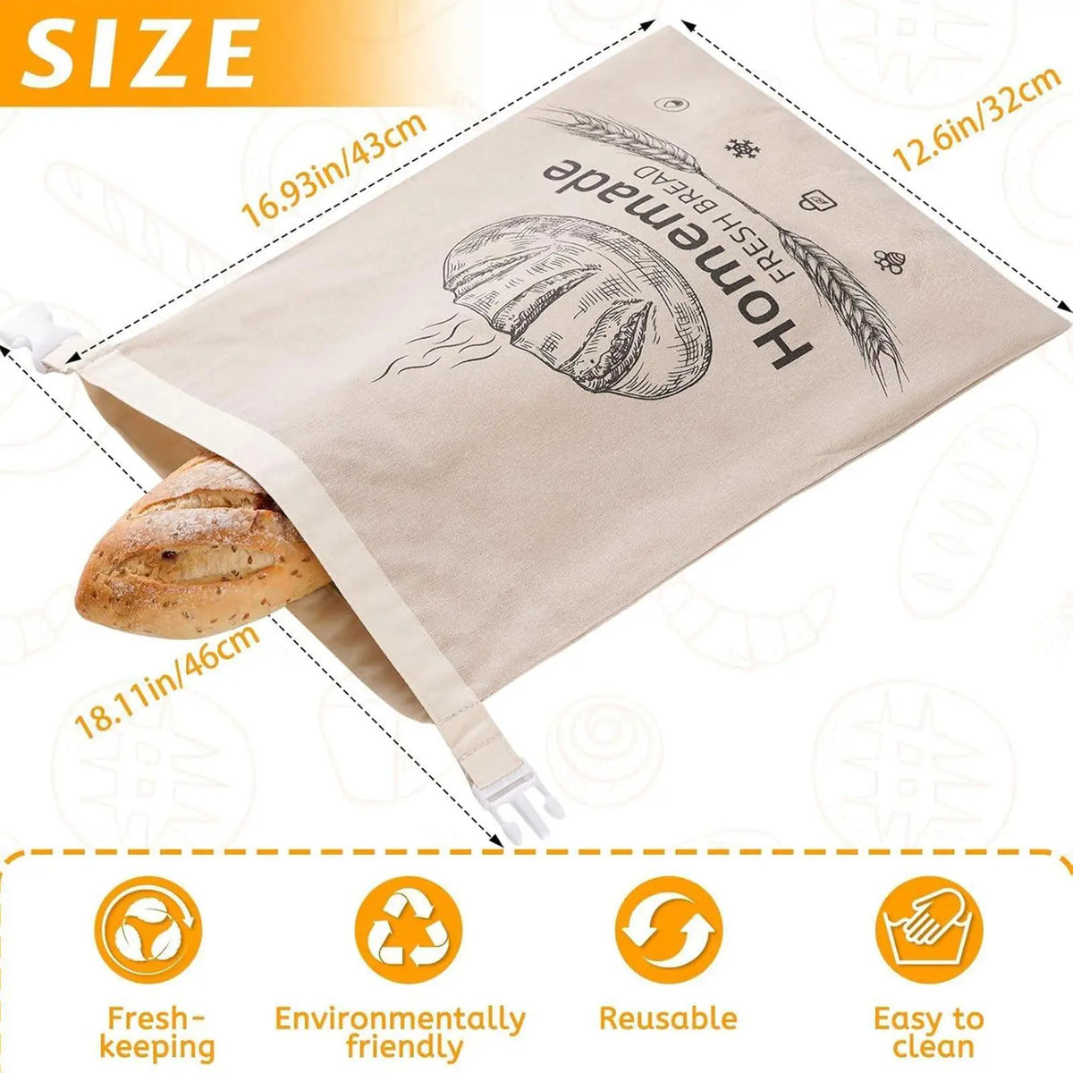 Beeswax Bread Bag – Reusable Linen Dough Storage Pouch Bread Storage Bag Axl Default Title