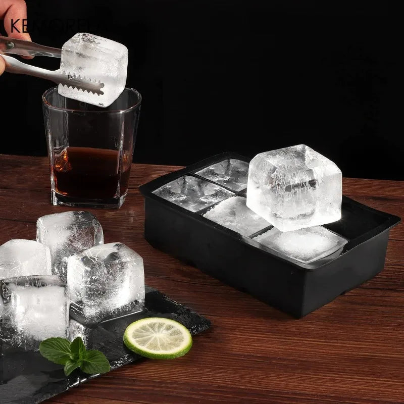 Giant Silicone Ice Cube Tray with Lid – 4/6 Grid Jumbo Mold Silicone Ice Tray Axl