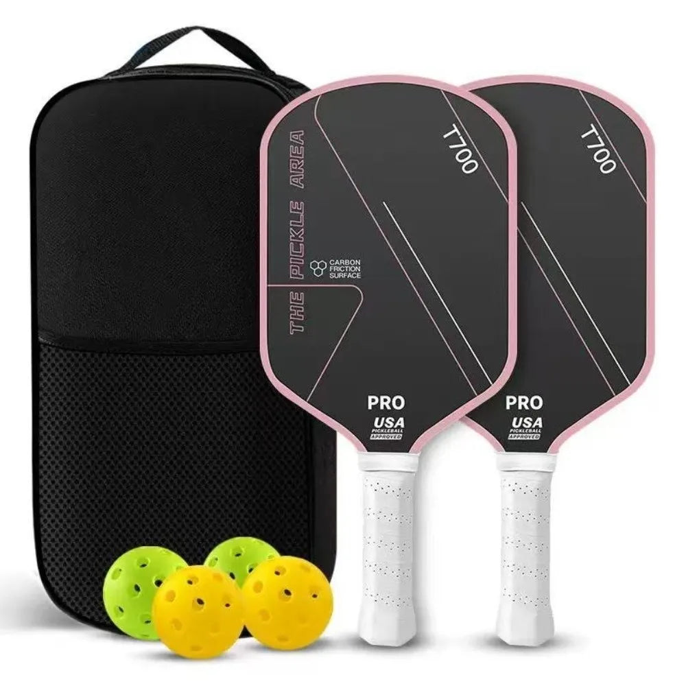 T700 Carbon Fiber Pickleball Paddle 16MM | USAPA Approved Set Pickleball Paddle Axl Pink - 7pcs Set