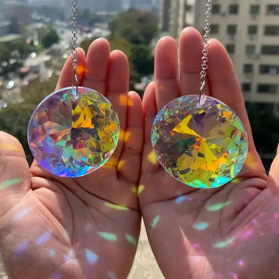 Round Crystal Sun Catchers – Glass Prism Rainbow Maker 2 Pack Window Sun Catcher Axl