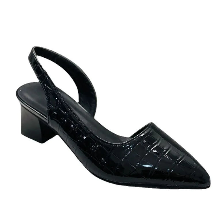 Women's Pointed Toe Chunky Heel Slingback Pumps | Vintage Style Slingback Pumps Axl