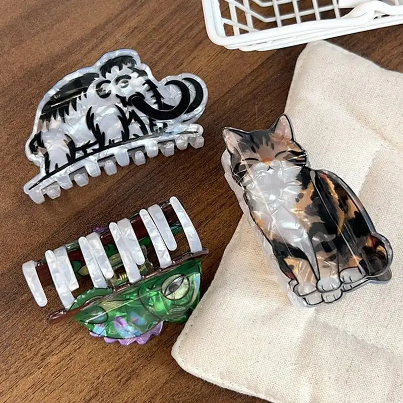 Animal Hair Claw Clip – Mammoth, Cat & Chameleon Design Hair Claw Clip Axl