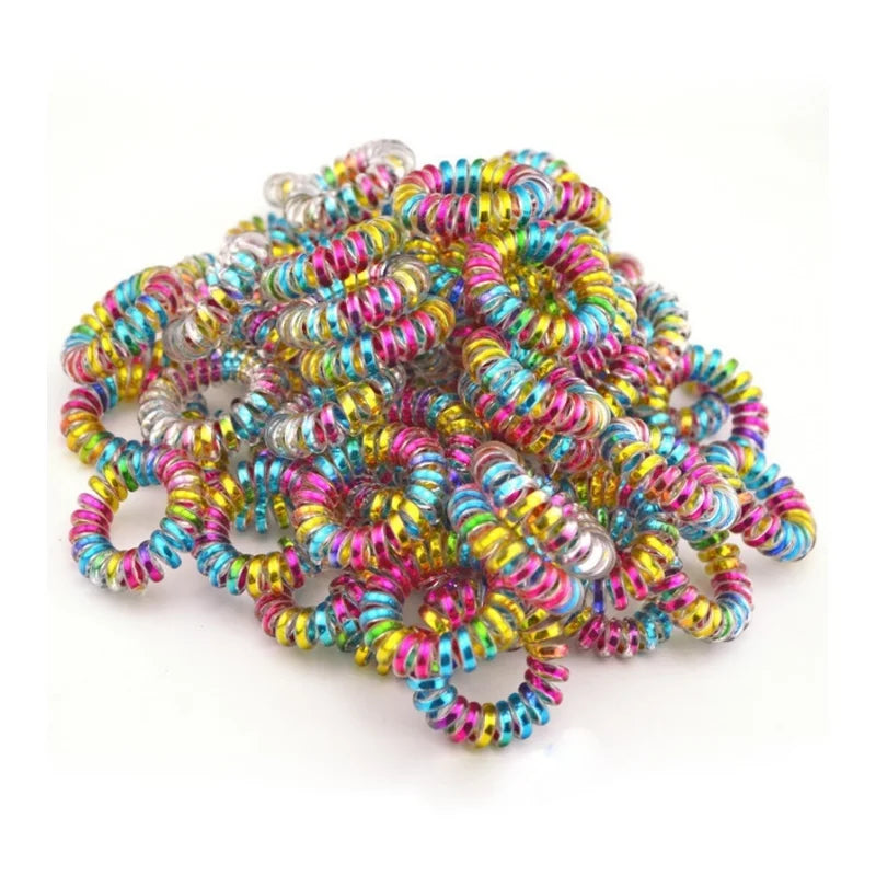 10-Pack Telephone Wire Elastic Hair Bands & Scrunchies 3.5cm Elastic Hair Bands Axl