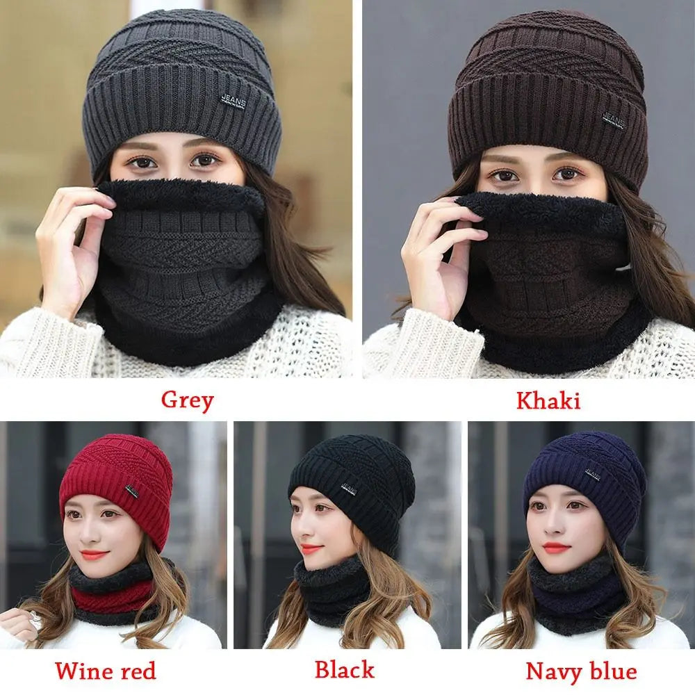 Winter Thermal Fleece Beanie Hat & Scarf Set – 2-in-1 Warm Beanie Hat Scarf Set Axl