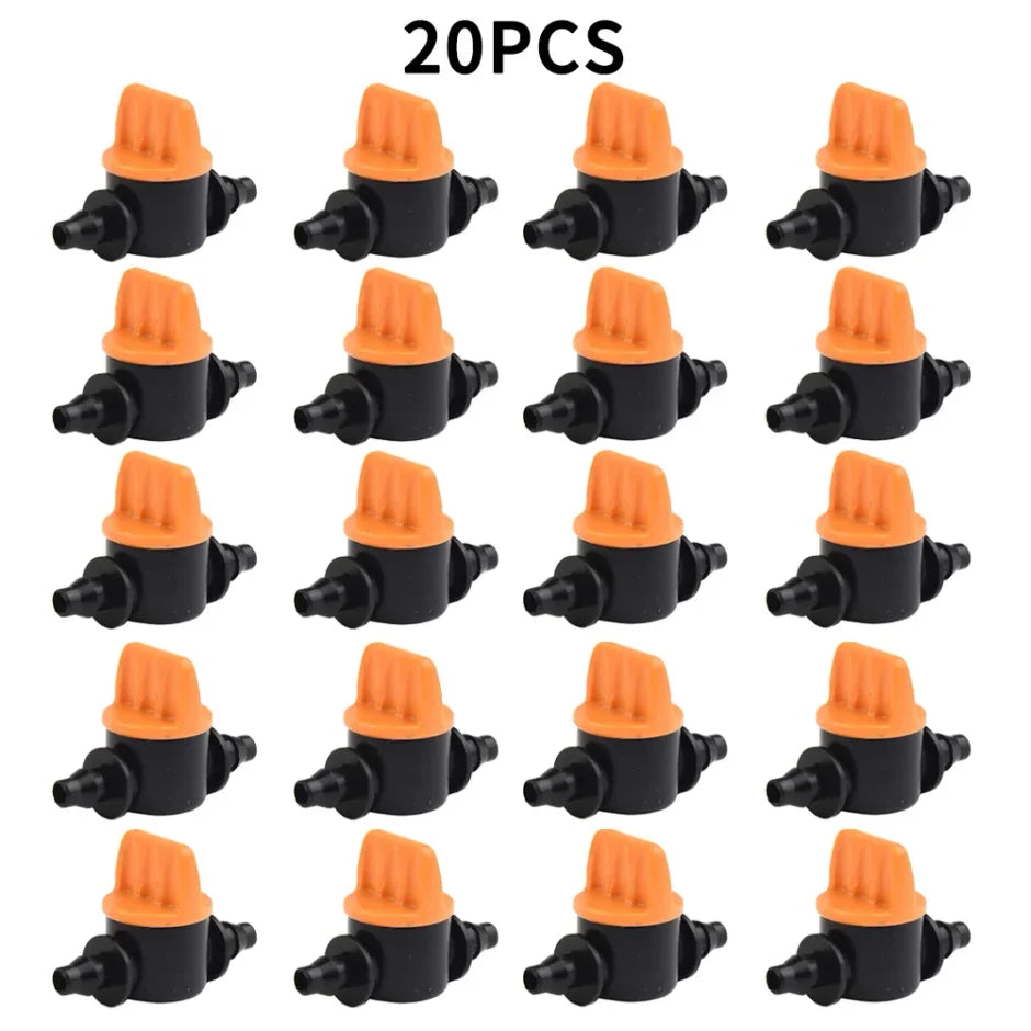 20-Pack Drip Irrigation Flow Control Valves – 4/7mm Hose Drip Irrigation Valve Axl black