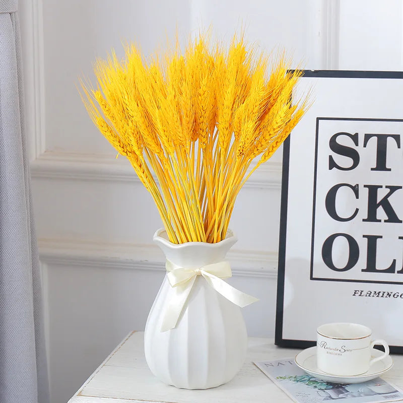 Natural Dried Wheat Spikes Bouquet – Boho Wedding & Home Decor Dried Flower Bouquet Axl Golden 150PCS