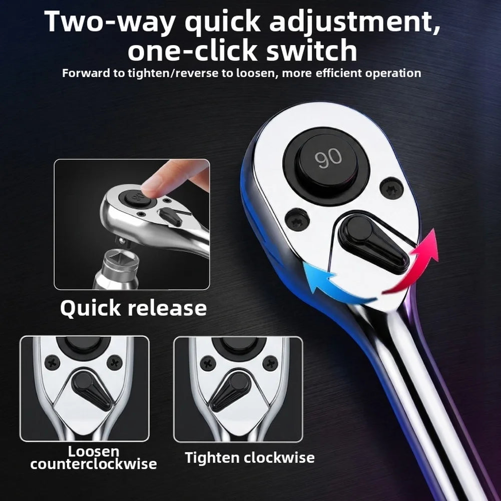 3-Pc 90-Tooth Ratchet Wrench Set – 1/2", 3/8" & 1/4" Drive Ratchet Wrench Set Axl