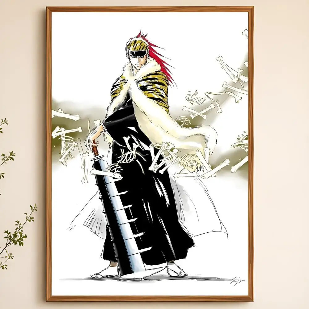 Renji Abarai Anime Poster – Waterproof Self-Adhesive Wall Art Anime Wall Poster Axl White09 50X70cmNoframe