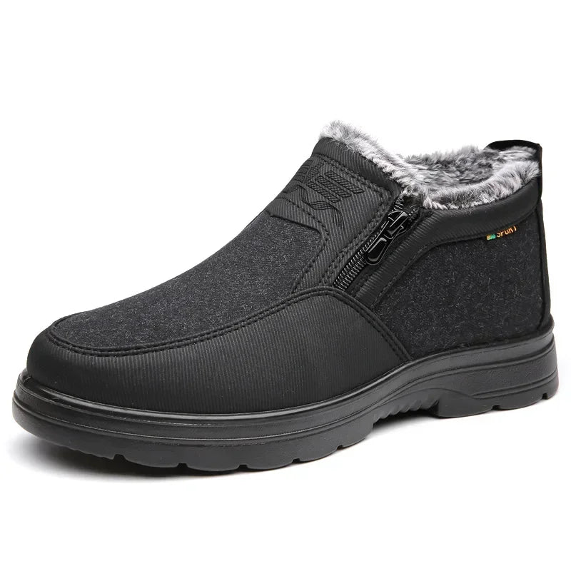 YBQJOO Men's Plush Winter Ankle Boots – Warm & Anti-Slip Men's Winter Boots Axl