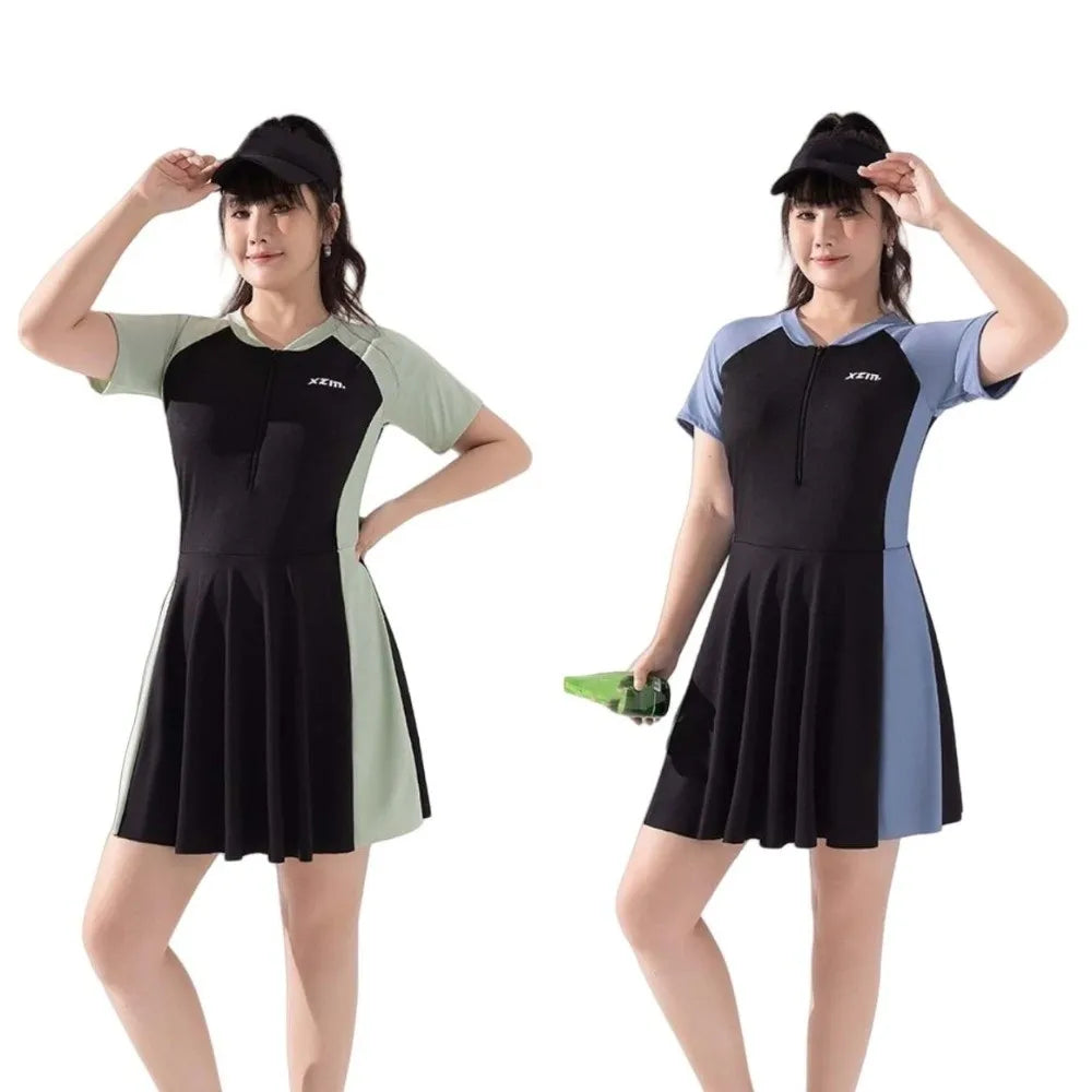 Women's Short Sleeve Swimsuit – Loose Milk Ice Silk Cover-Up Women's Swimsuit Axl