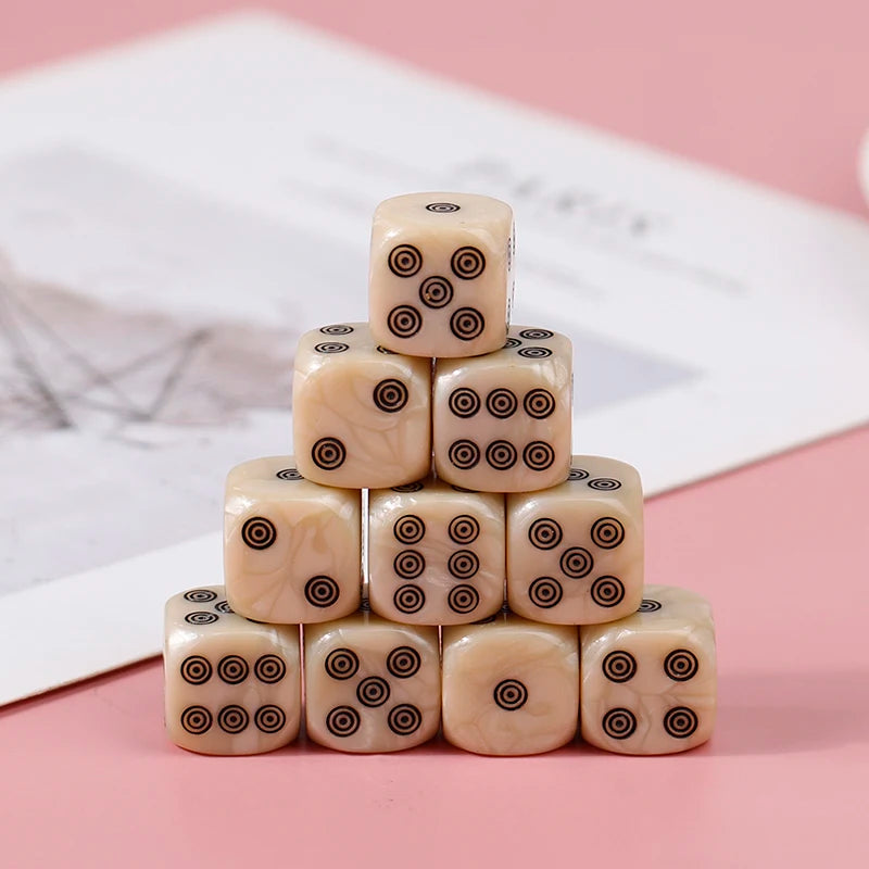 10-Pack 16mm Ivory Acrylic D6 Dice Set – Round Corner Board Game Board Game Dice Axl