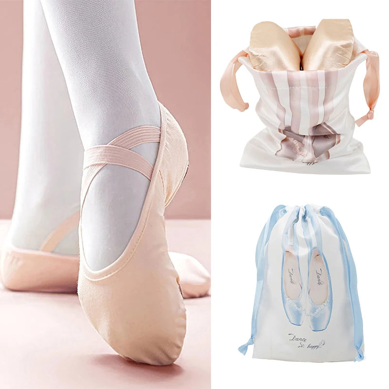 Satin Drawstring Dance Shoe Bag – Ballet & Pointe Dustproof Pouch Dance Shoe Bag Axl