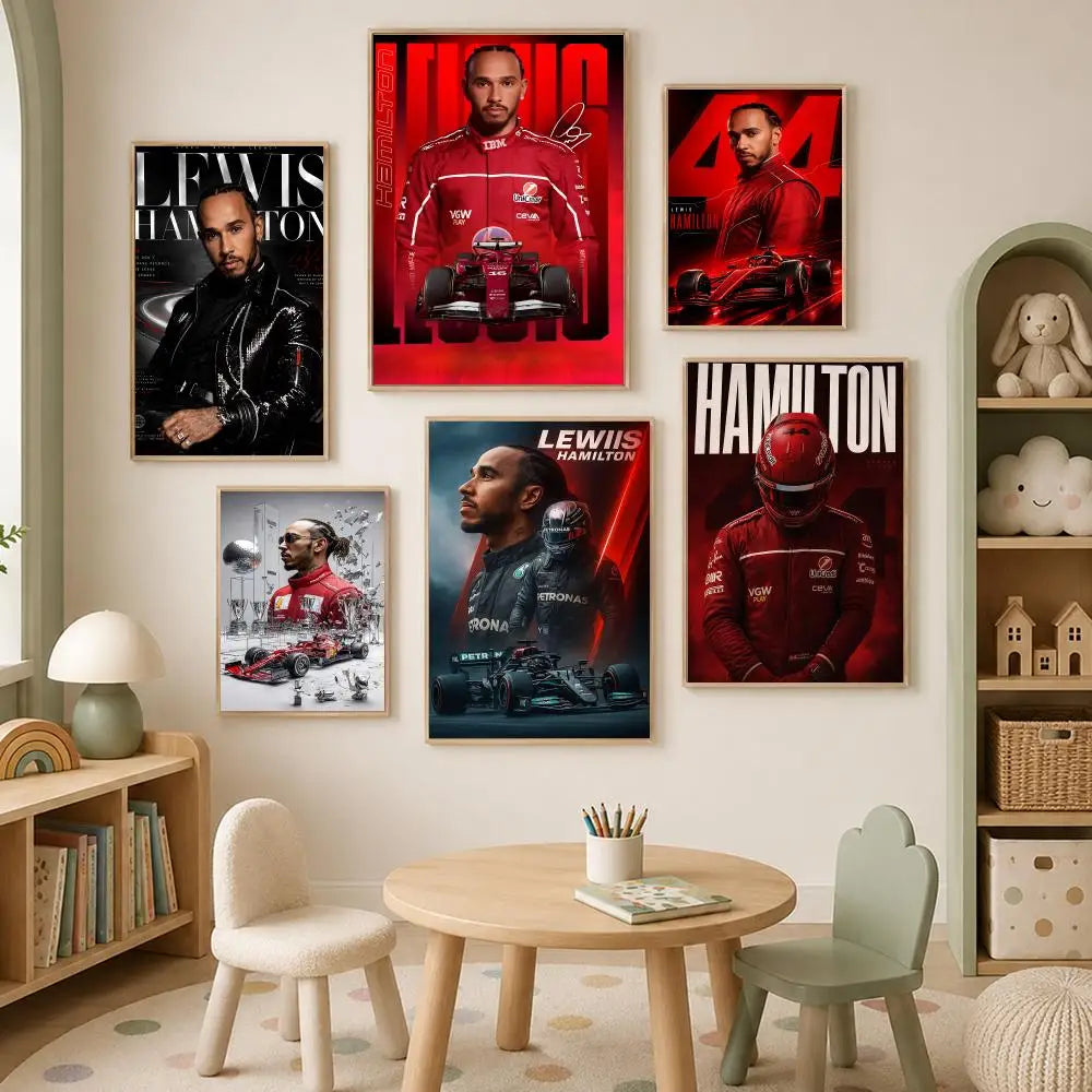 Lewis Hamilton HD Self-Stick Wall Poster – Waterproof Home Decor Sports Wall Poster Axl