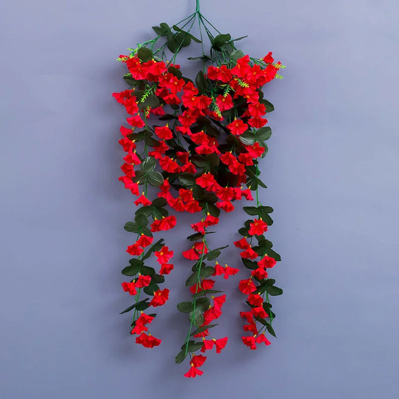 Silk Morning Glory Artificial Flower String 88cm | Wall Hanging Artificial Flower String Axl Red