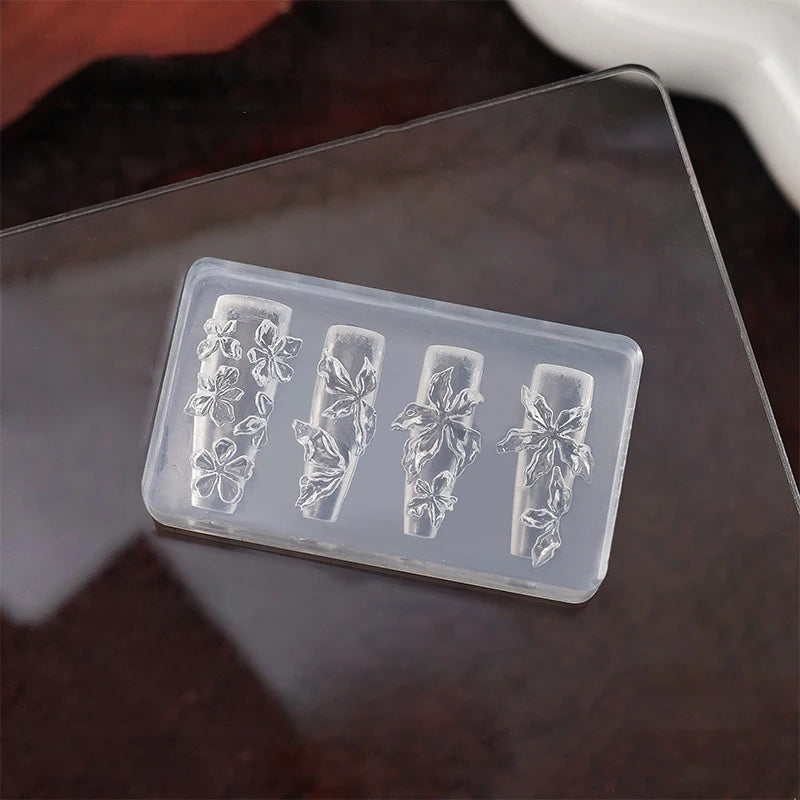 3D Silicone Nail Carving Mold – Lily & Ice Flower DIY Art Nail Art Mold Axl