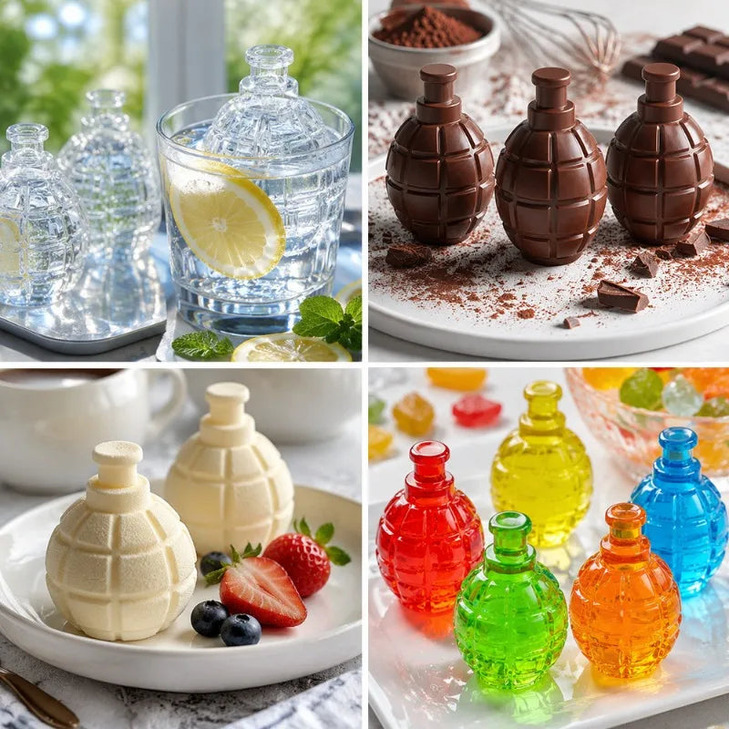 Grenade Silicone Ice Cube Mold – 3D BPA-Free Fun Shape Tray Silicone Ice Tray Axl