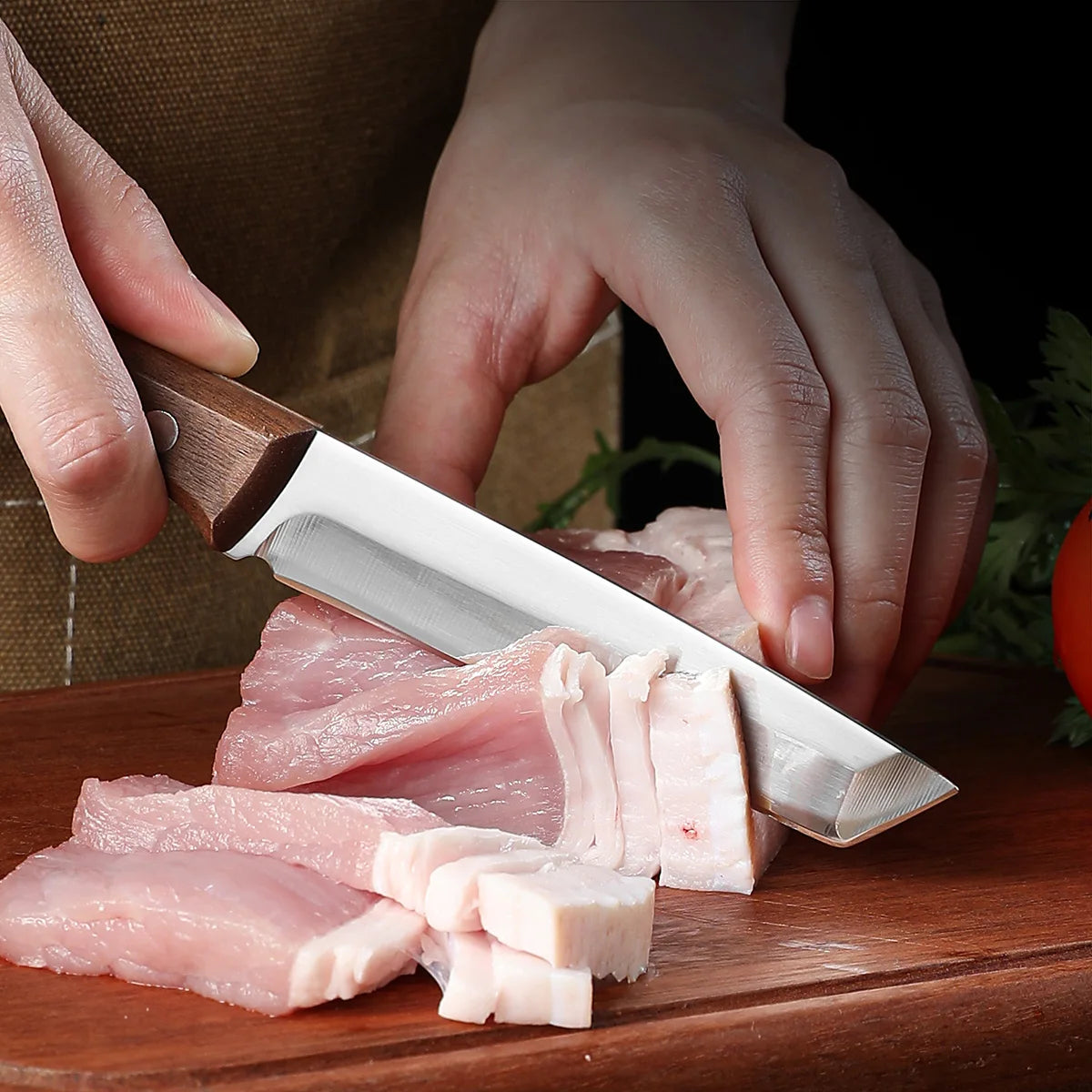 Stainless Steel Kitchen Utility Knife – Wood Handle & Cover Kitchen Utility Knife Axl