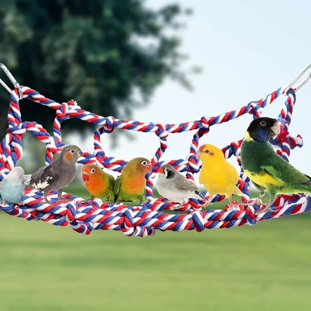 Cotton Rope Pet Hammock Climbing Net for Parrots & Guinea Pigs Pet Hammock Net Axl