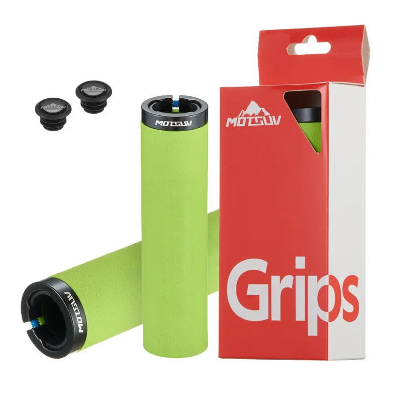 MTB Bike Handlebar Grips – Aluminum Lock-On Ergonomic Foam Bike Handlebar Grips Axl
