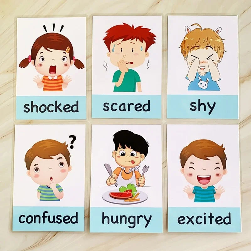 Montessori Emotion Flash Cards for Kids – 12-Piece Learning Set Educational Flash Cards Axl