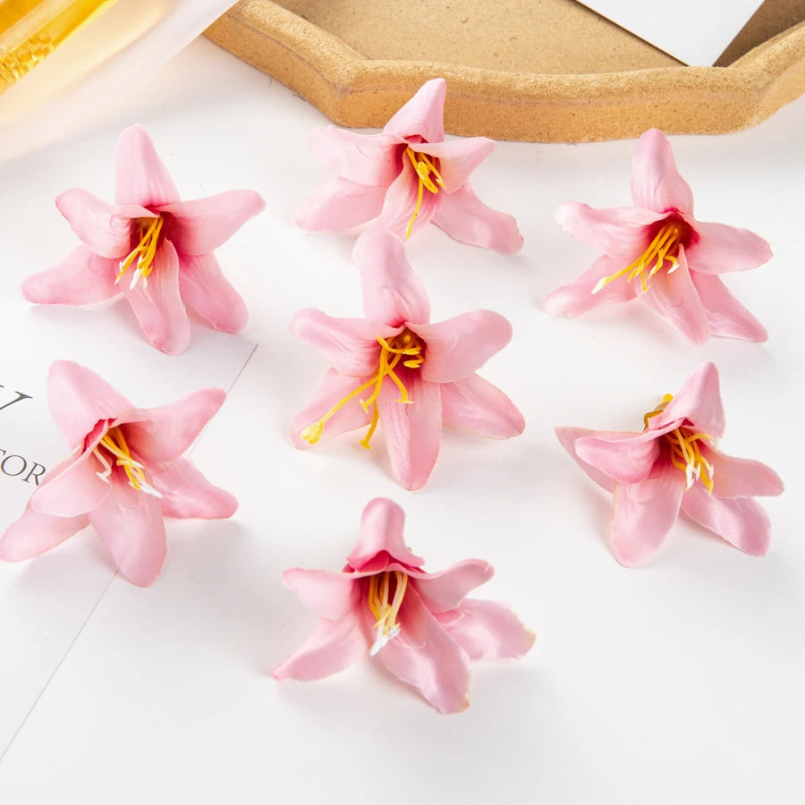 Silk Lily Artificial Flowers 10/20 Pcs – Wedding & Home Decor Artificial Silk Flowers Axl Pink 10 pcs