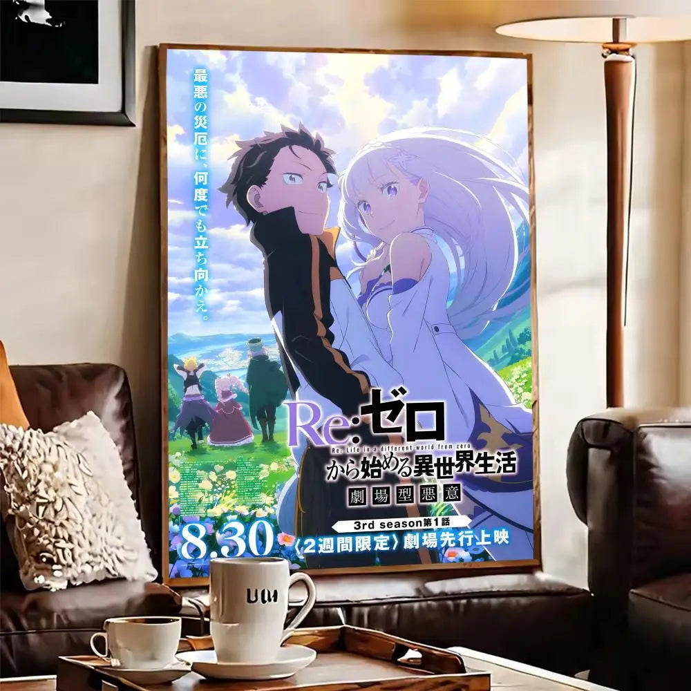 Re:Zero Anime Self-Adhesive Wall Poster Sticker | Home Decor Anime Wall Poster Axl