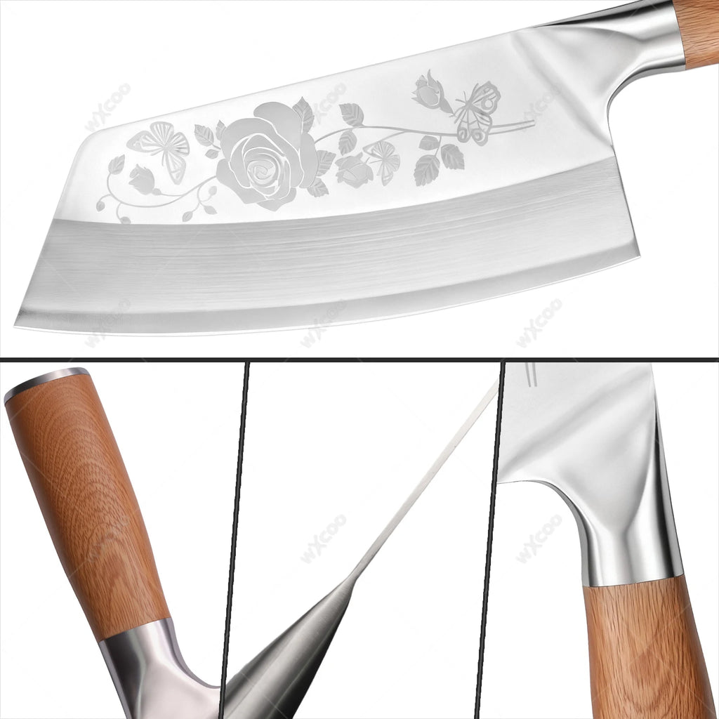 WXCOO 7.8" Chinese Cleaver | 5Cr15 Steel Chef & Butcher Knife Chinese Cleaver Knife Axl