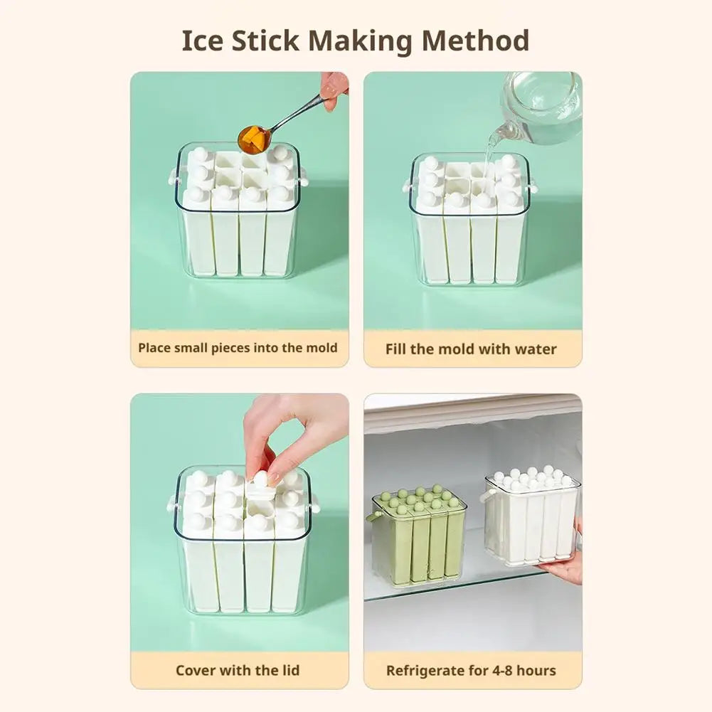 Long Silicone Ice Cube Mold with Storage Box & Handle Silicone Ice Cube Mold Axl