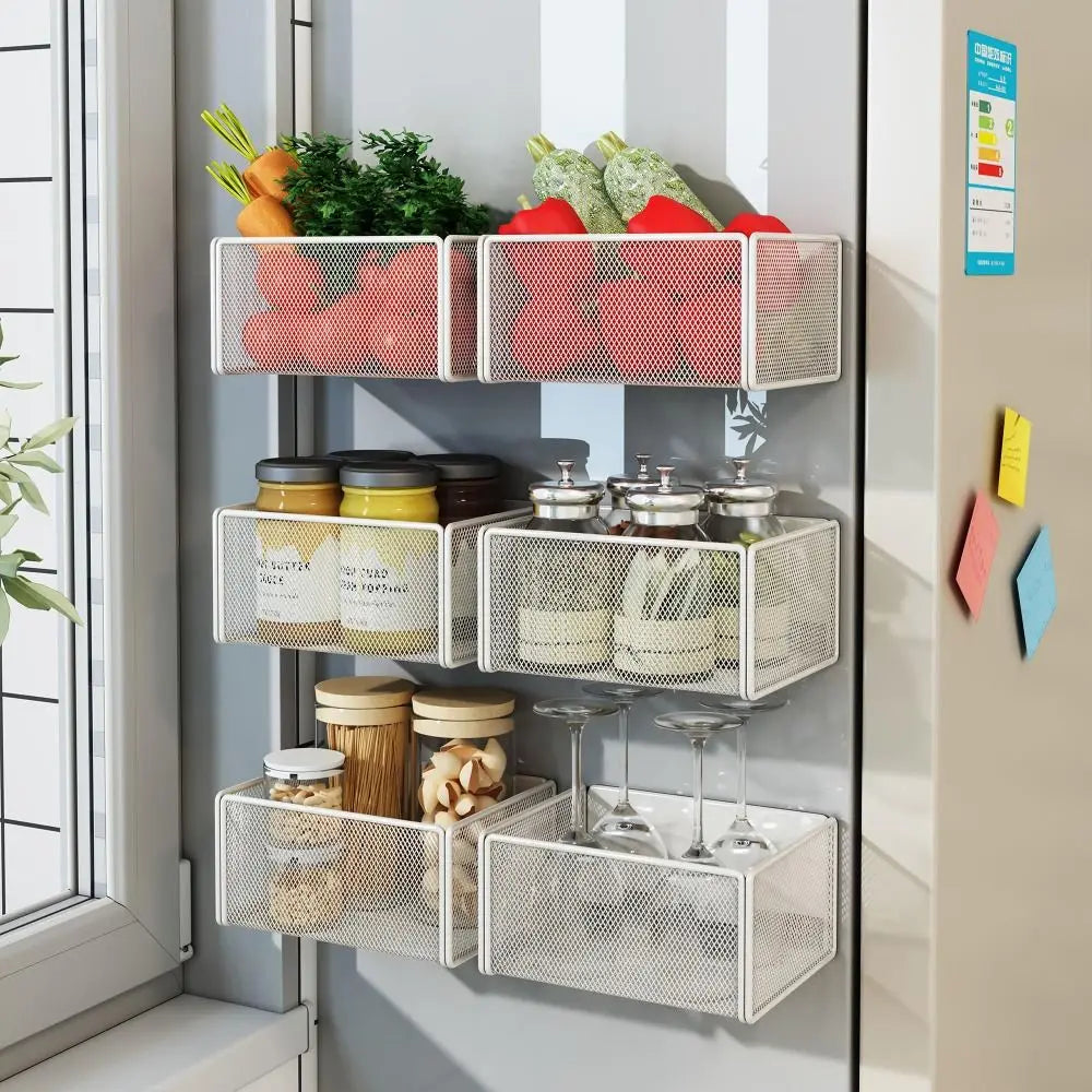 Magnetic Wire Basket Organizer – Fridge & Pegboard Storage Rack Magnetic Storage Basket Axl