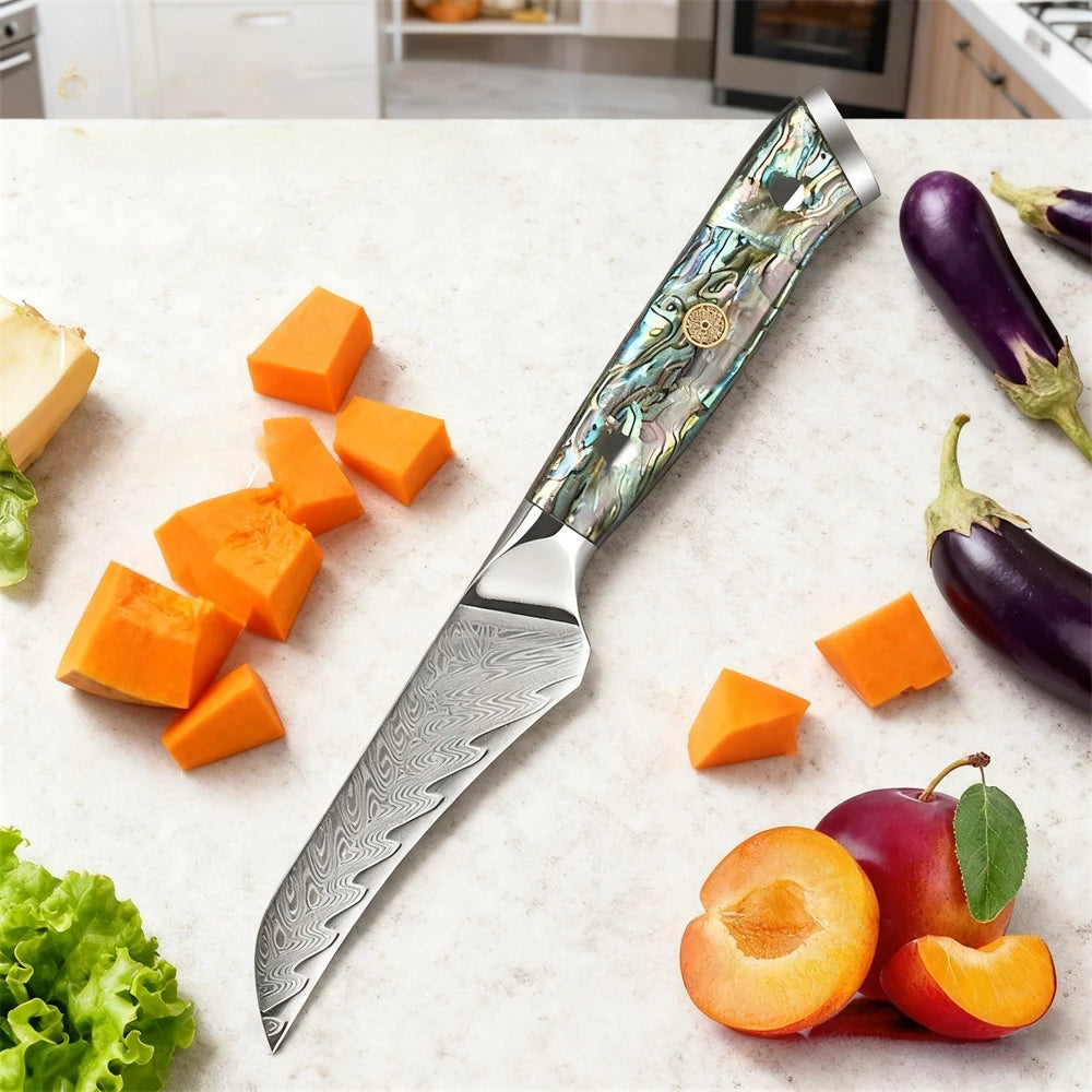 67-Layer Damascus Steel Paring Knife – Sharp Kitchen Blade Damascus Paring Knife Axl