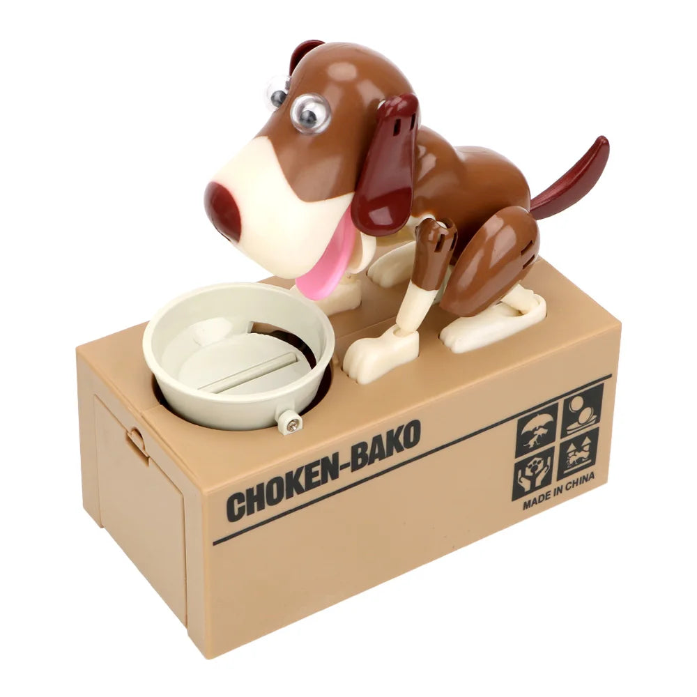 Robotic Dog Coin Bank – Animated Electronic Piggy Bank for Kids Electronic Piggy Bank Axl White and Brown