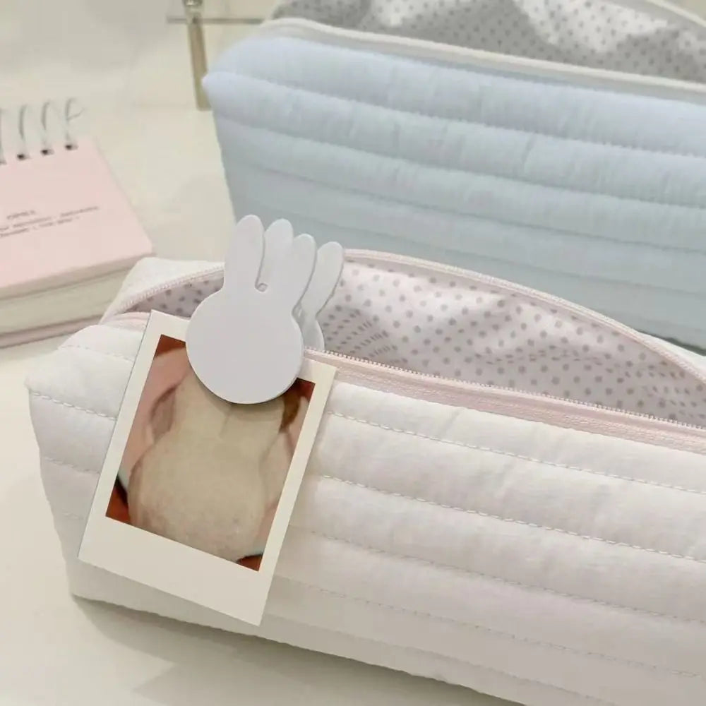 Large Capacity Pencil Case – Cute Cream Quilted Pen Bag Pencil Case Axl