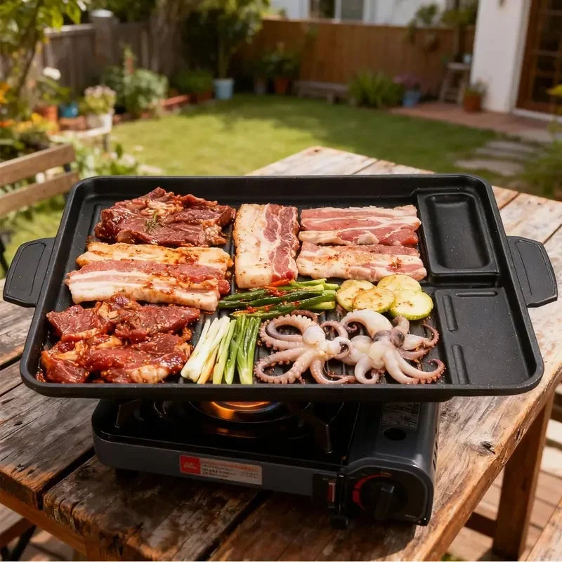 Titanium-Coated Korean BBQ Griddle Pan | Camping Grill Plate BBQ Griddle Pan Axl
