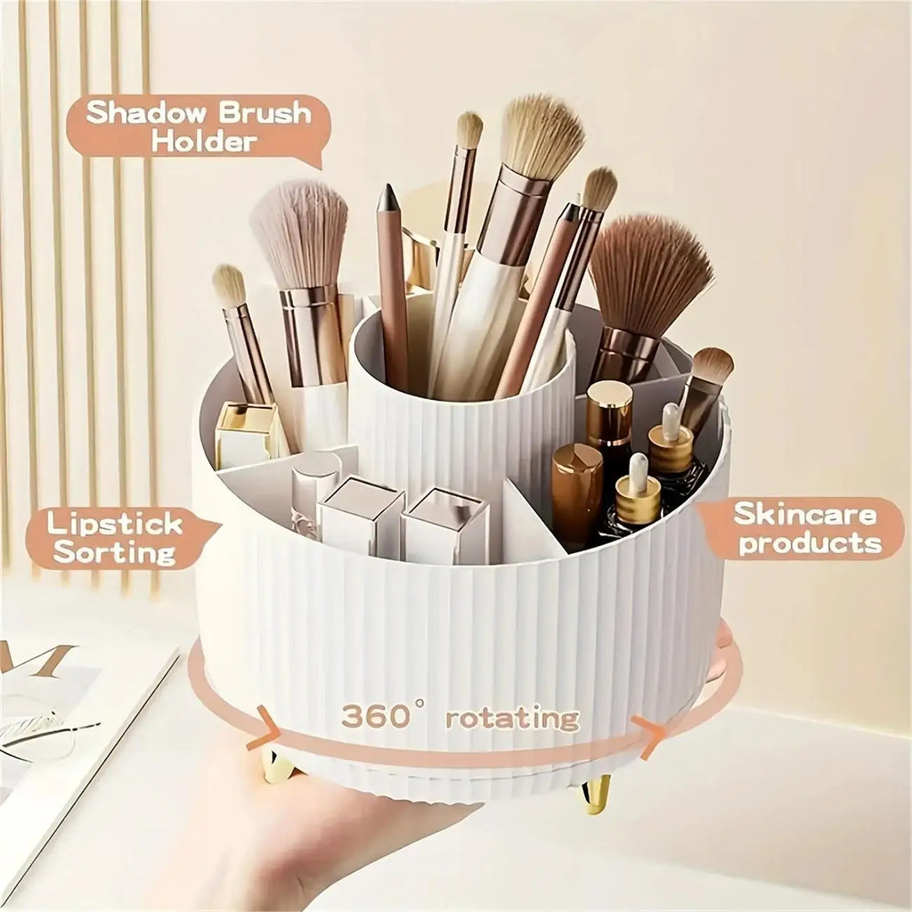360° Rotating Cosmetic Organizer | 5-Section Storage Box Rotating Storage Organizer Axl