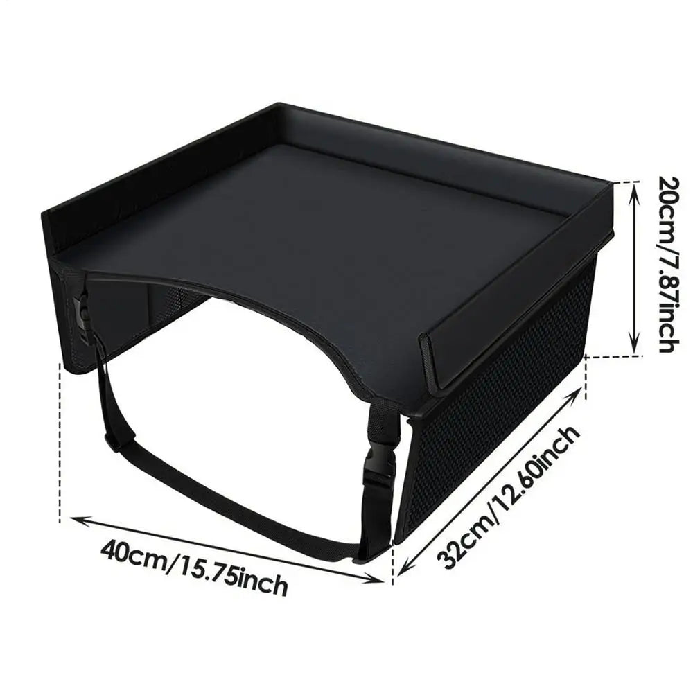 Kids Foldable Car Seat Tray – Travel Table with Pockets Kids Travel Tray Axl Black