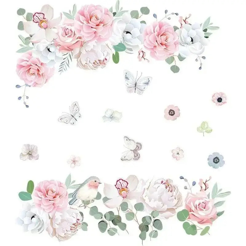 Pink Peony Flower Wall Stickers – Self-Adhesive Floral Decals Floral Wall Stickers Axl